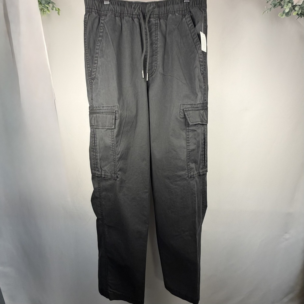 No Boundaries Men's SMALL 28-30 Straight Fit Pull On Cargo Pants Gray Shadow NWT